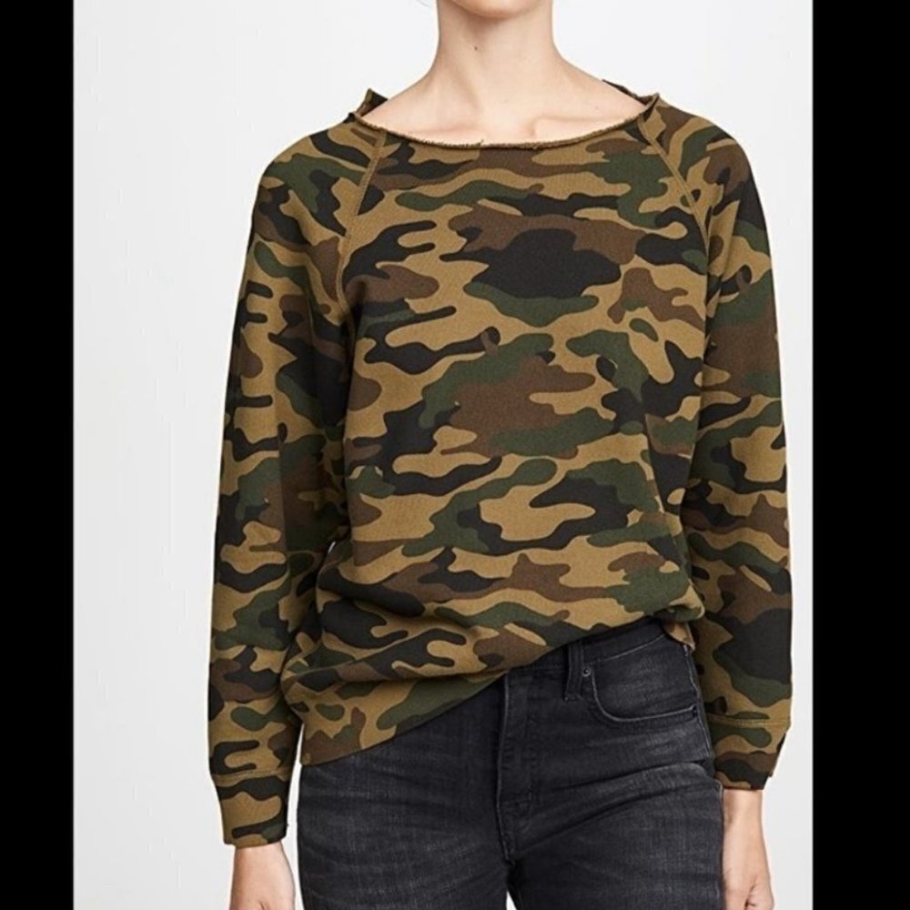 Nili Lotan Olive Green & Black Camo Sweatshirt